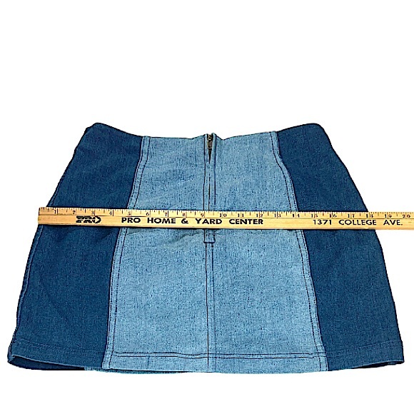 Free People Y2K Modern Femme Color Block Denim Mini Skirt Womens Size 6 LIKE NEW - Picture 11 of 14